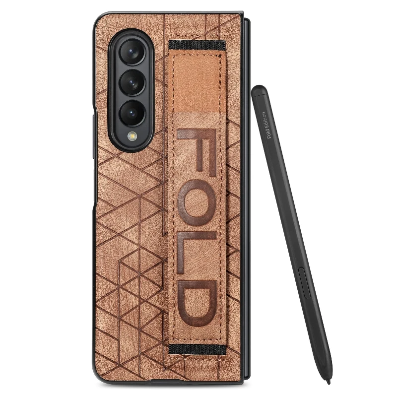 Wrist Strap Phone Case For Samsung Galaxy Z Fold 5 4 3 Phone Cover Shockproof Anti-Drop Back Cover With Pen Holder(Exclude Pen) | Gaffar India