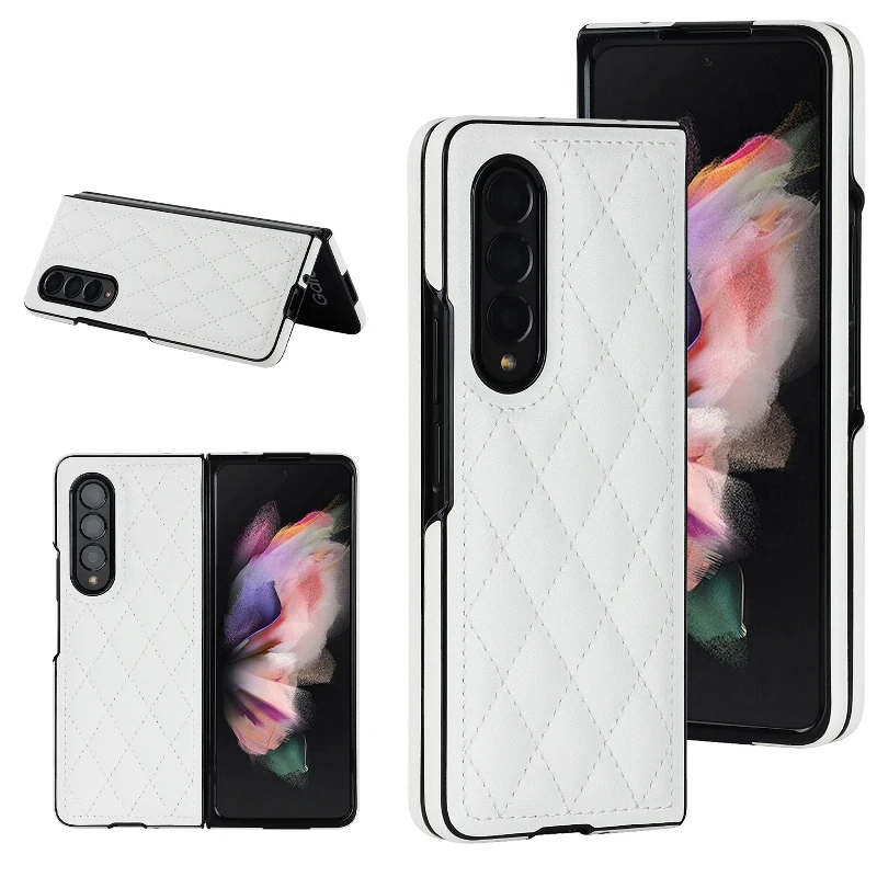 Soft Solid Color Leather Folding Phone Cover For Samsung Galaxy Z Fold 5 4 3 Full Protection Shockproof Flip Phone Case Gifts | Gaffar India