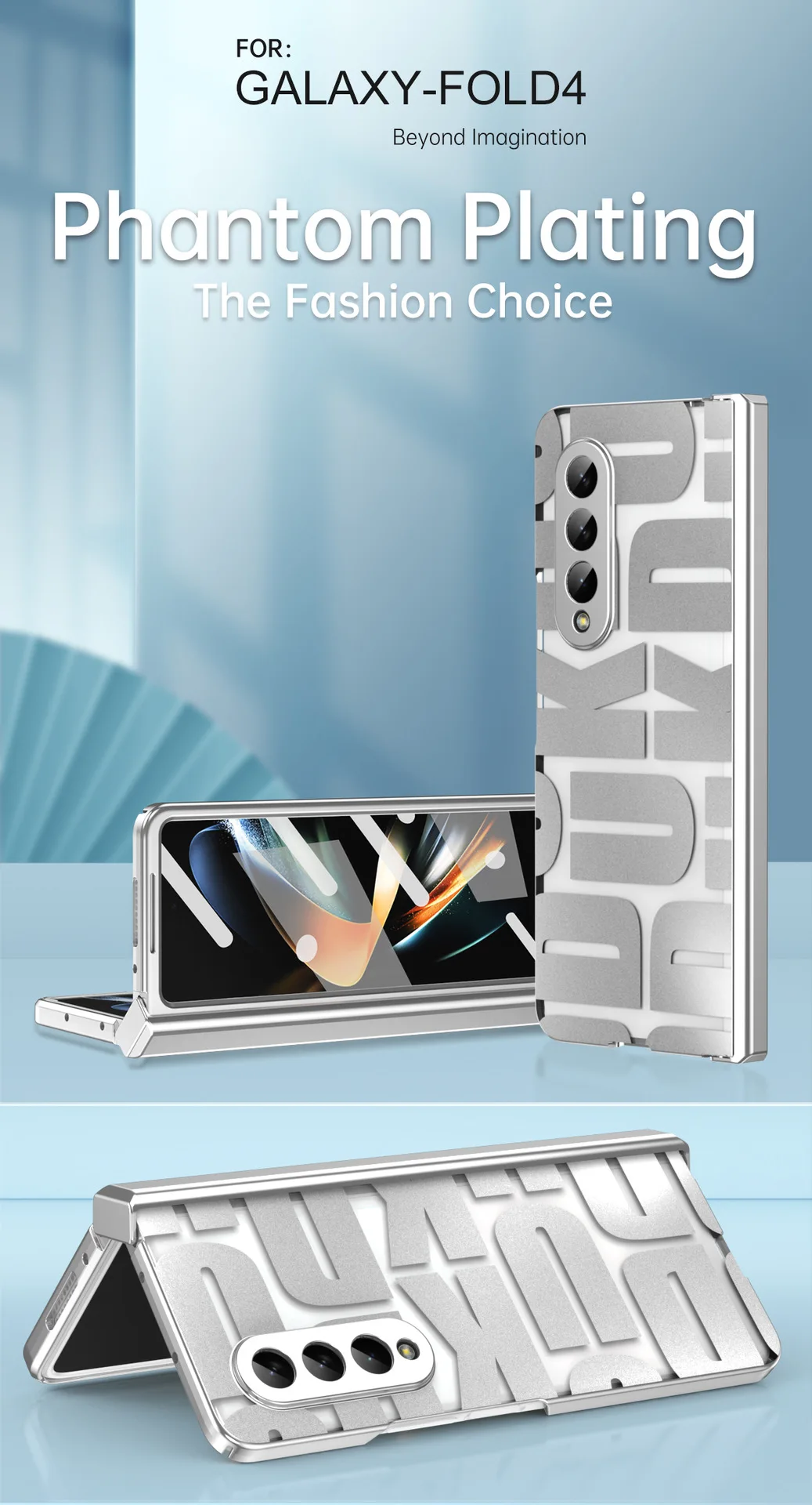 Tide Electroplate Transparent Full Cover with Glass Protective Phone Case for Samsung Galaxy Z Fold5 Fold4 Fold3 Fold2 Housings | Gaffar India
