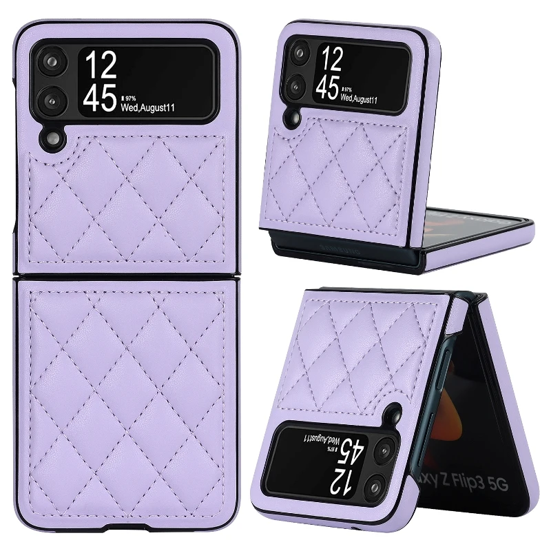 Soft Leather Flip Case Phone Cover For Samsung Galaxy Z Flip 5 4 3 Protection Solid Color Folding Phone Case Christmas Gift