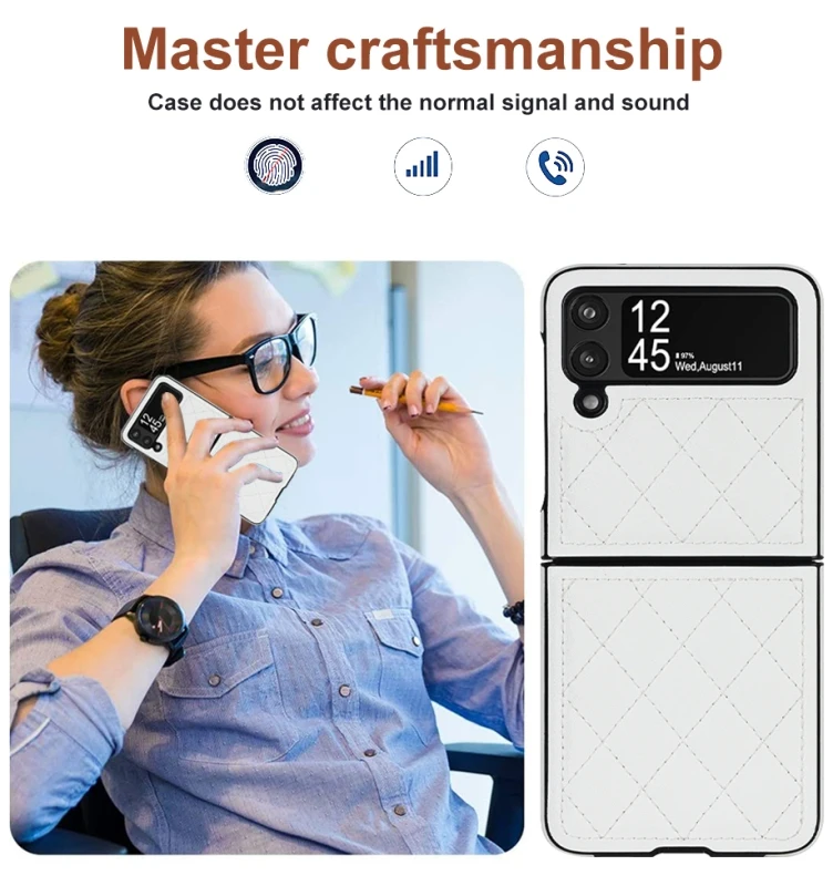 Soft Leather Flip Case Phone Cover For Samsung Galaxy Z Flip 5 4 3 Protection Solid Color Folding Phone Case Christmas Gift