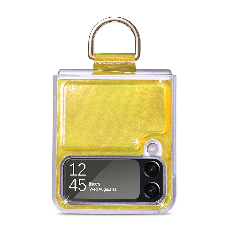 Gradual Color Finger Ring Flip Phone Cover For Samsung Galaxy Z Flip 4 3 Shockproof Anti-Drop Folding Phone Case