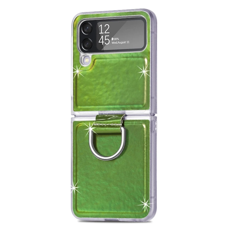 Gradual Color Finger Ring Flip Phone Cover For Samsung Galaxy Z Flip 4 3 Shockproof Anti-Drop Folding Phone Case