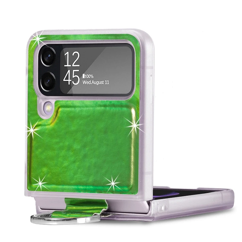 Gradual Color Finger Ring Flip Phone Cover For Samsung Galaxy Z Flip 4 3 Shockproof Anti-Drop Folding Phone Case