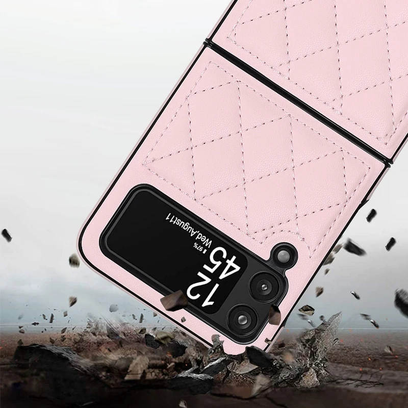 Soft Leather Flip Case Phone Cover For Samsung Galaxy Z Flip 5 4 3 Protection Solid Color Folding Phone Case Christmas Gift