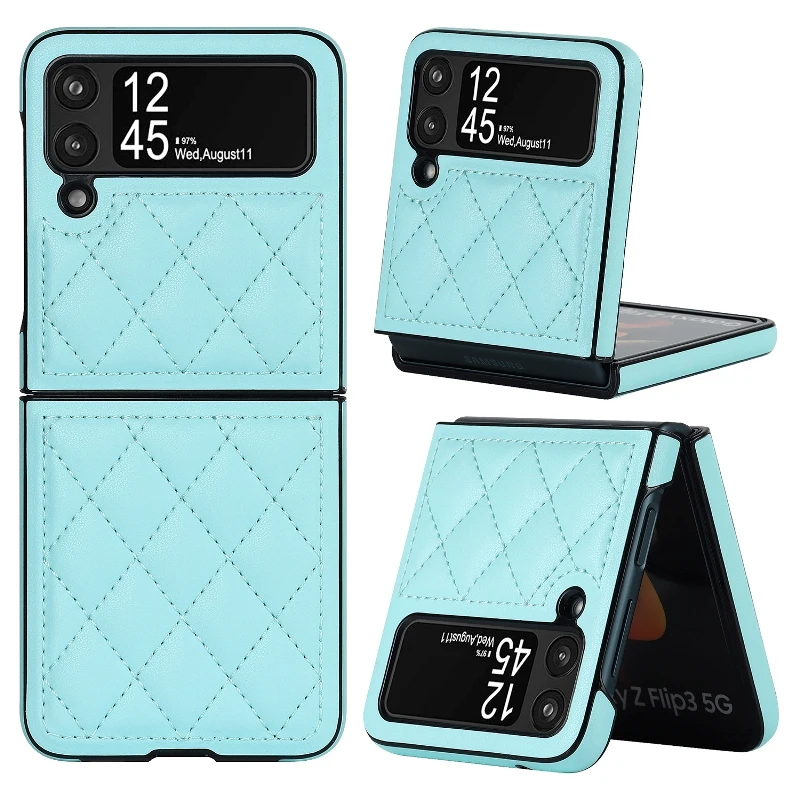 Soft Leather Flip Case Phone Cover For Samsung Galaxy Z Flip 5 4 3 Protection Solid Color Folding Phone Case Christmas Gift