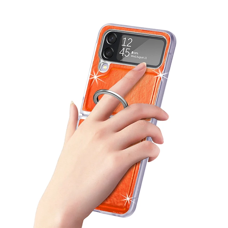 Gradual Color Finger Ring Flip Phone Cover For Samsung Galaxy Z Flip 4 3 Shockproof Anti-Drop Folding Phone Case