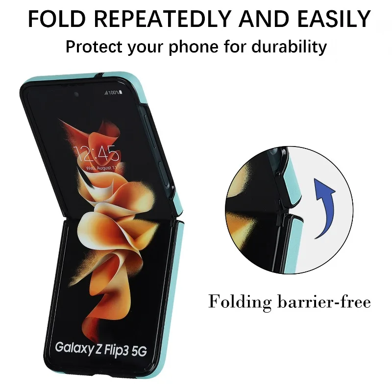 Soft Solid Color Leather Flip Phone Cover For Samsung Galaxy Z Flip 5 4 Z Flip 3 Full Protection Shockproof Folding Phone Case