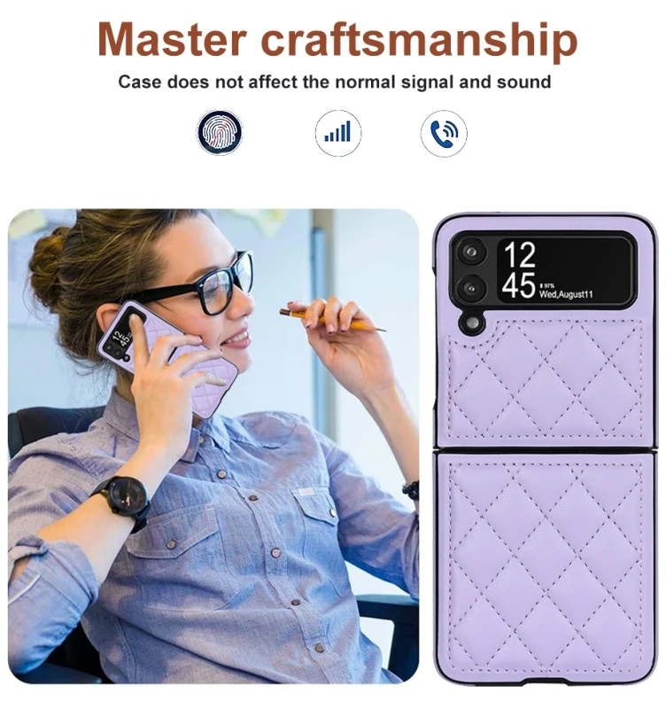 Soft Leather Flip Case Phone Cover For Samsung Galaxy Z Flip 5 4 3 Protection Solid Color Folding Phone Case Christmas Gift
