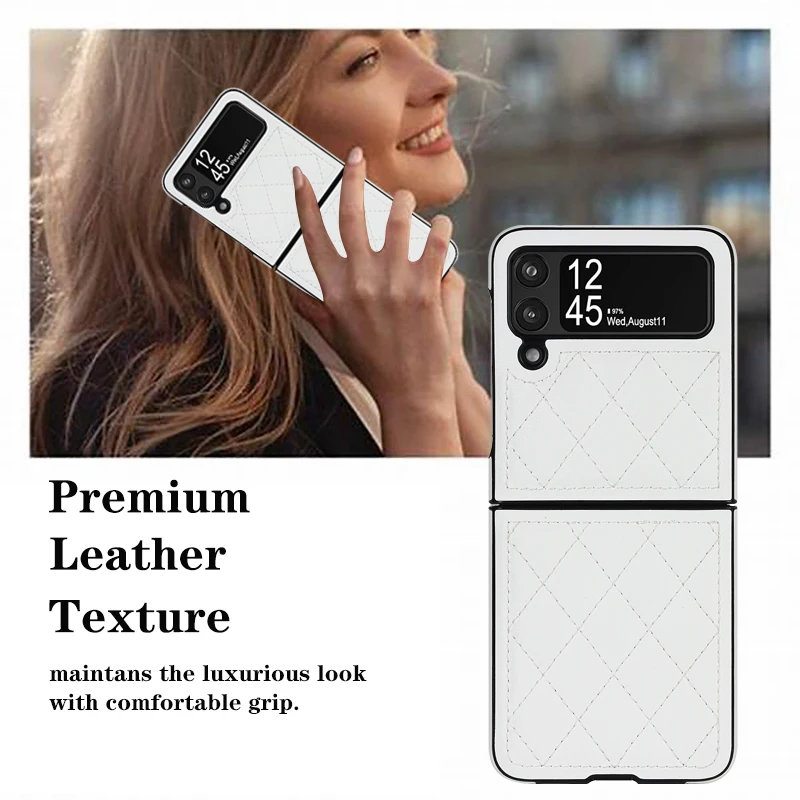 Soft Leather Flip Case Phone Cover For Samsung Galaxy Z Flip 5 4 3 Protection Solid Color Folding Phone Case Christmas Gift