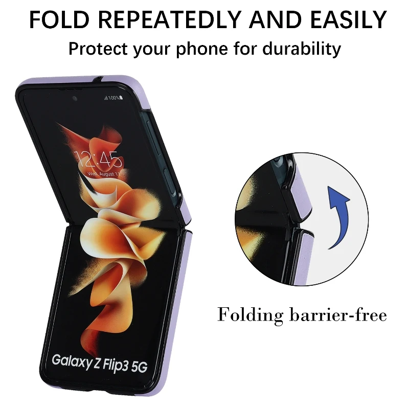 Soft Leather Flip Case Phone Cover For Samsung Galaxy Z Flip 5 4 3 Protection Solid Color Folding Phone Case Christmas Gift