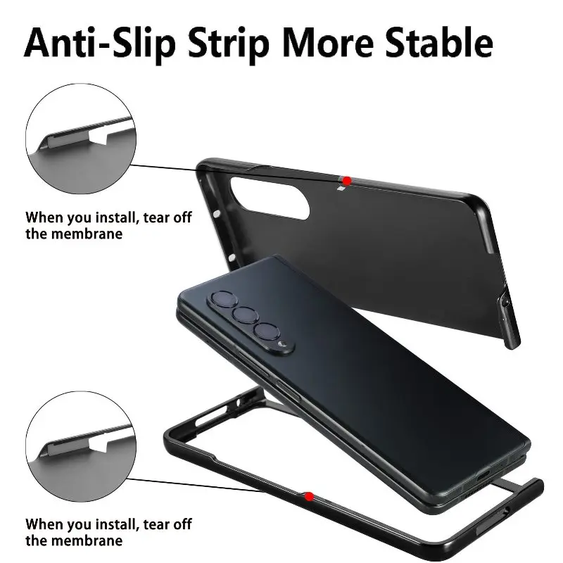 Wrist Strap Phone Case For Samsung Galaxy Z Fold 5 4 3 Phone Cover Shockproof Anti-Drop Back Cover With Pen Holder(Exclude Pen) | Gaffar India