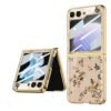 9H Glass Back Case For Samsung Galaxy Z Flip6 / Z Flip 6,Ultra Thin Full Body Protection Folding Hard Back Cover, Design Flower