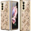 9H Glass Back Case For Samsung Galaxy Z Fold 3, Ultra Thin Full Body Protection Folding Hard Back Cover, Design 1