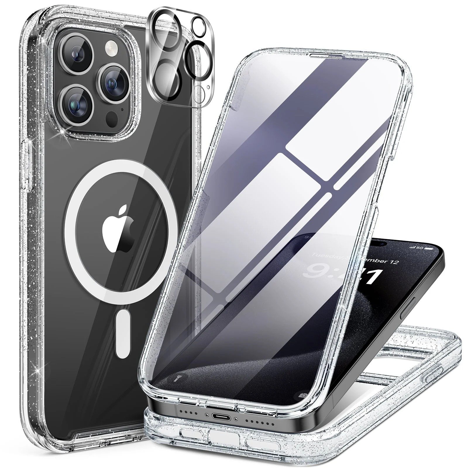 360° Full-Body Protection Case for iPhone 15 / 16 Pro Max – Built-in Screen Guard + Camera Protector | MagSafe Compatible