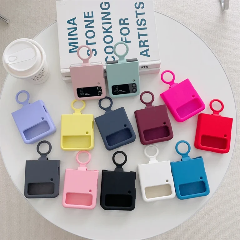 Liquid Silicone Solid Color Soft Case with Ring for Samsung Galaxy Z Flip4 Flip3