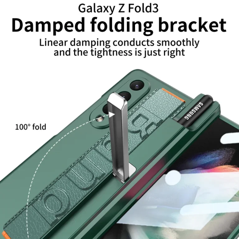 | Wholesale Price at Gaffar India Luxury Elastic Wrist Band Shockproof Case with S Pen Slot Cover for Galaxy Z Fold3 Fold4