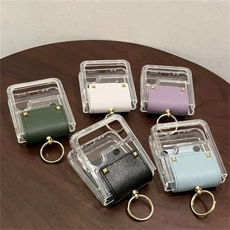 | Wholesale Price at Gaffar India Luxury Korean Ring Candy Colour Leather Transparent Case for Samsung Galaxy Z Flip3 Flip4