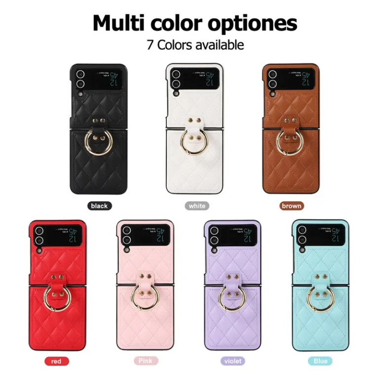 | Wholesale Price at Gaffar India Luxury Leather Ring Buckle Phone Cases For Samsung Z Flip3 Flip4