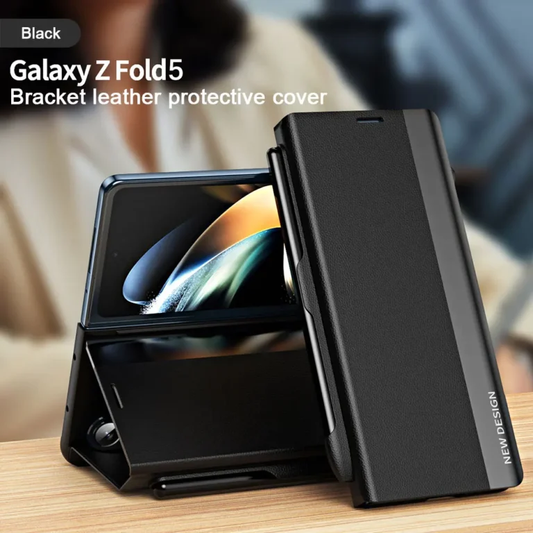 | Wholesale Price at Gaffar India Magnetic Suction Business Leather Case For Samsung Galaxy Z Fold 5 Invisible Bracket With S Pen Anti-Fingerprint Protective Case
