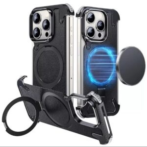 Back Cover Case For Iphone 13 Pro Shockproof Protective Pivot Metal Matte Armor Kickstand Case For Men & Boys