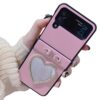 Back Cover Case For Samsung Galaxy Z Flip5 Soft Flexible Tpu, Shockproof Protective Mirror Heart Case For Girls & Women