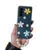 Back Cover Case For Samsung Galaxy Z Fold3 Soft Tpu, Shockproof Protective Flower Pattern Case For Girls & Women With Pearl Bracelet