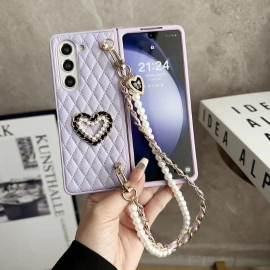 Back Cover Case For Samsung Galaxy Z Fold6 Scratch Resistant Anti-Slip Tpu Shockproof Protective Durable Elegant Pearl Charm Quilted