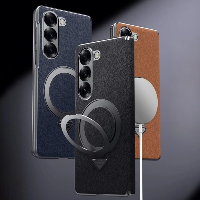 Back Cover Case For Samsung Galaxy Z Fold5 Shockproof Protective Infinity Luxe Leather Kickstand Case For Men & Boys