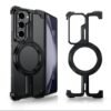 Back Cover Case For Samsung Galaxy Z Fold6 Shockproof Protective Pivot Guard Magnetic Ring Stand Case For Men & Boys