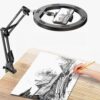 Brolaviya No Shadow Overhead Video Mobile Stand With 10Inch Selfie Ring Light, Metal Arm,1/4" Adaptor For Camera, Gopro And Mobile Bracket For Desktop, Bedroom, Office