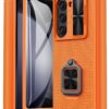 BXYJY for Samsung Galaxy Z Fold 5 Case with Slide Lens Cover & Built-in Ring Kickstand & Screen Protector & Hinge Protection, 360° Full Body Rugged Phone Cover for Samsung Z Fold 5 5g 2023, Orange