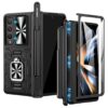 Caka for Z Fold 4 Case, Galaxy Z Fold 4 Case with Screen Protector & S Pen Holder, Kickstand Ring Stand Camera Cover & Hinge Protection Phone Case for Samsung Galaxy Z Fold 4 5G 2022-Black