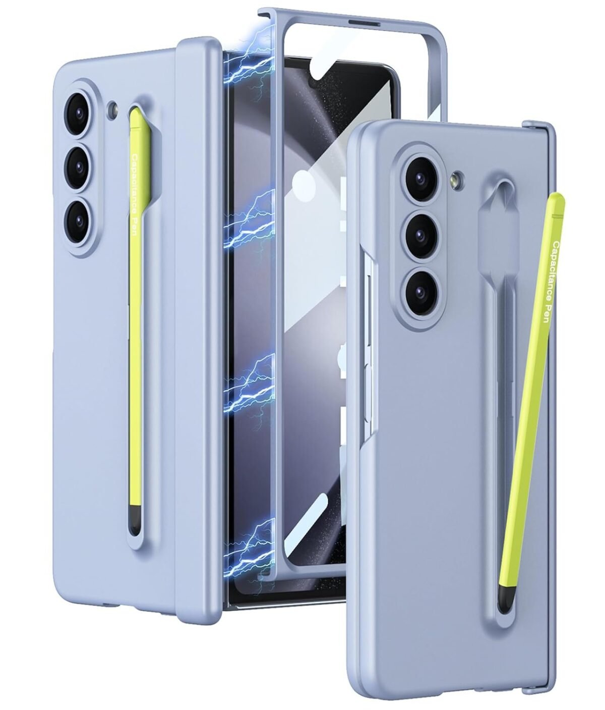 Case/Cover with Magnetic Hinge Cover, Front Glass Protector & Pen (Free) for Samsung Galaxy Z Fold5 / Galaxy Fold 5 Case Cover (Blue | Polycarbonate) - Image 7
