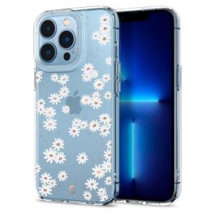 Cecile For Iphone 13 Pro Case, Transparent Floral Print Iphone 13 Pro Back Cover - White Daisy