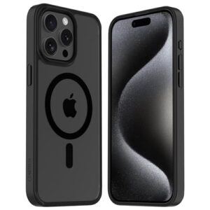 Czartech Native Back Cover for iPhone 15 Pro max Magsafe Clear Black case (Tough Polycarbonate Back I 5ft Drop Protection Tested I Transparent)
