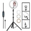 Ddlc 14 Inch Ring Light With Stand Tripod, Led Circle Lights With Phone Holder For Selfie Camera Photography Makeup Video Live Streaming And Vlogging