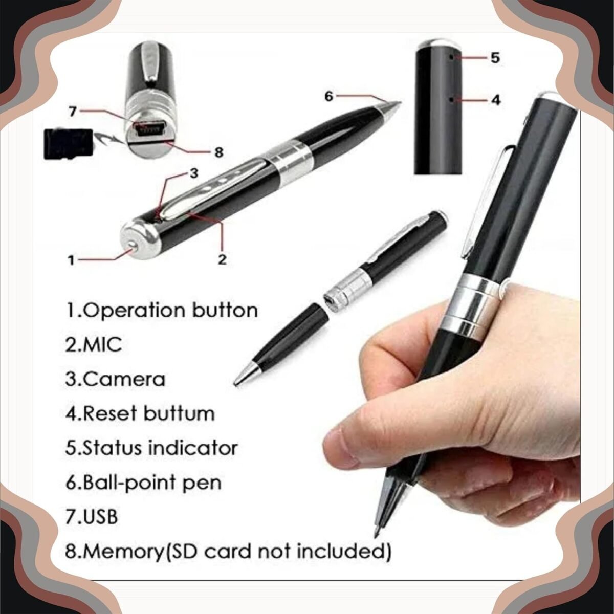Drumstone ( 𝟏𝟔 𝐘𝐄𝐀𝐑 𝐖𝐀𝐑𝐑𝐀𝐍𝐓𝐘 Camera Pen: Hidden Hd Video Recorder – No Built-In Memory, Expandable Storage, Perfect For Meetings & Personal Use - Image 5