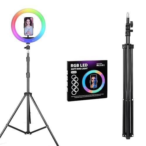 Dyazo 10 Inch Rgb Led Ring Light & 7 Ft Tripod Combo For Camera & Mobile Phones Suitable For Vloggers, Makeup,Youtube & More