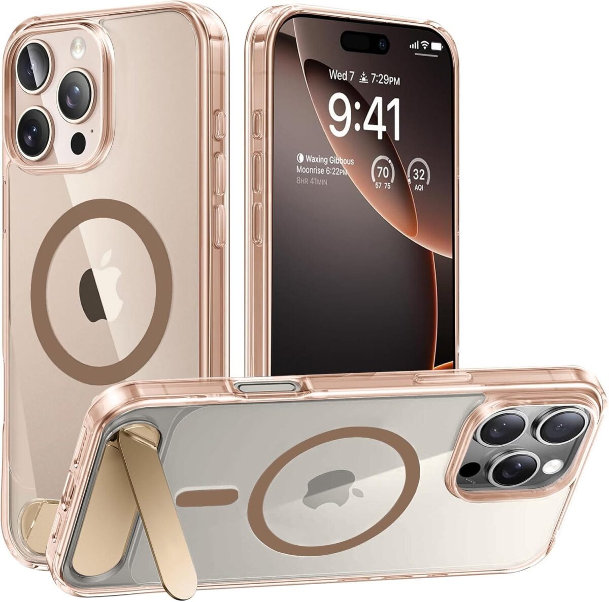 Elzzi Magnetic Stand for iPhone 16 Pro Case with Premium Invisible Stand [Military Drop Protection][Compatible with Mag-Safe] Non Yellowing Camera Protection TPU+PC for Men & Women (Desert Titanium) - Image 7