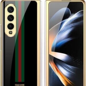 Flex Armor Ultra Hybrid Premium Case for Galaxy Z Fold 4 5G - Thin 9H Glass with Glossy Painted - Foldable Protective Cover - Stylish and Durable (Lion Black)