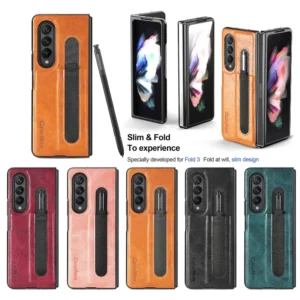 Flip Phone Case For Samsung Galaxy Z Fold 5 4 3 Fold Phone Cover Shockproof Anti-Drop Phone Cover With Pen Holder(Exclude Pen)