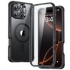 for iPhone 16 Pro Max Case, Compatible with MagSafe, TPU, Full-Body Military-Grade Case for iPhone 16 Pro Max with Built-in 9H+ Tempered Glass Screen Protector, Clear Black