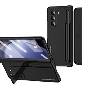 for Samsung Galaxy Z Fold 5 Standing Case with Hinge Protection,Slim Built-in S Pen with Pen Holder, Protective Cover with Kickstand Built-in Screen Protector for Z Fold 5 (Black)