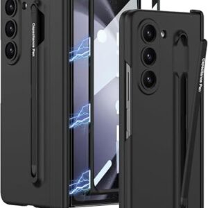 Gaffar India Contrast Magnetic Hinge Case for Samsung Galaxy Z Fold 6 | Inbuilt S-Pen Holder Stand Hybrid Back Cover (Black with Black Pen)