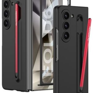 Gaffar India Contrast Ulta Thin PC Case for Samsung Galaxy Z Fold 6 | Inbuilt S-Pen Holder Stand Hybrid Back Cover (Black with Red Pen)