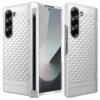 Gaffar India Geometric S Pen Holder Hinge Protection Back Cover for Samsung Galaxy Z Fold6 / Fold 6 | Slim Shock Proof Case with Inbuilt Glass & S Pen Slot (Silver)