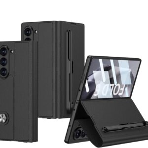 Gaffar India Leather Flip Case for Samsung Galaxy Z Fold 6 | Inbuilt Fixed S Pen Holder, Slim Hybrid Stand Protection Flip Cover (Black)