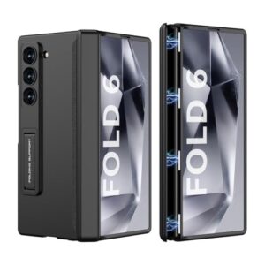 Gaffar India Magnetic Case Compatible with Samsung Galaxy Z Fold 6 (Release 2024) with Hinge Protection Kickstand Hard PC 360-degree Protective Cover, Black