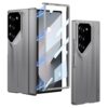 Gaffar India Magnetic Hinge Protection Case Compatible with Samsung Galaxy Z Fold 6 (Release 2024) Front Glass Cover Stylish Glossy Camera Protection & Matte Hard PC Case, Grey
